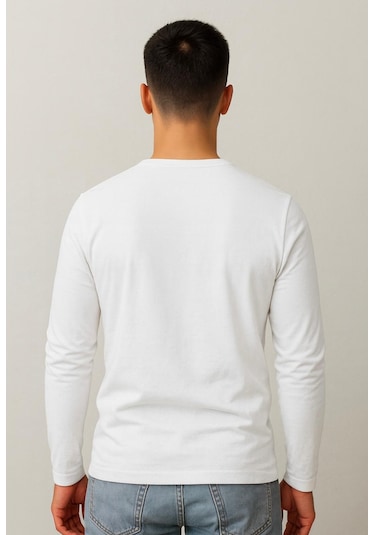 Axxel Erkek Beyaz Uzun Kollu T-shirt-d240 Beyaz