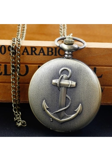 Büro Ev Ofis Erkeği İçin Hediyelik Çapalı Motifli Köstekli Saat