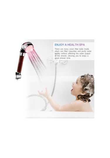Hangfox Led Işıklı Anionlu El Tutulu Duş Başlığı - Renkli Işık Ve Su Arıtma Özelliği, Su Akımı İle Çalışır Çok Renkli
