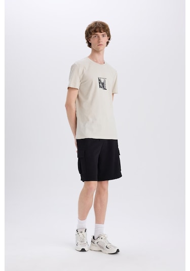 DeFacto Regular Fit Beli Bağcıklı Kargo Cepli Şort D9494AX25SMBK81