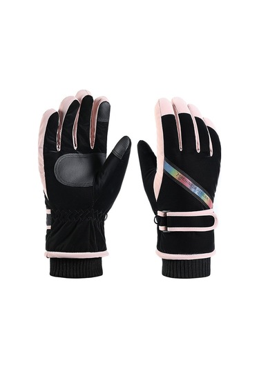 Kayak Eldivenleri Artı Kadife Sıcaklık Açık Binicilik Eldivenleri Siyah Black Siyah