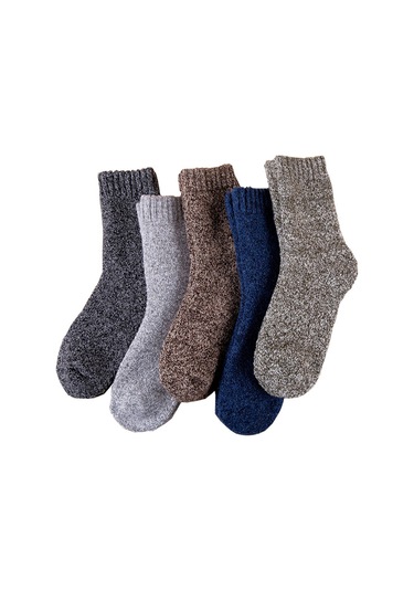 Qingmipy Kışlık Erkek Yün Çorap - Kalın, Sıcak Tutan, 38-44 Beden, Kahverengi