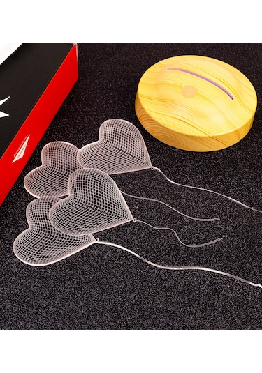 3D Led Lamba 3 Boyutlu Öğretmenler Günü Hediyesi 4 Kalp Klasik