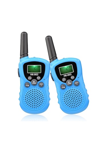 Çocuklar İçin 2'li Mavi El Telsizi, 3km Mesafe, 8 Frekans, 10 Zil Tonu, Fenerli - Pil Yok