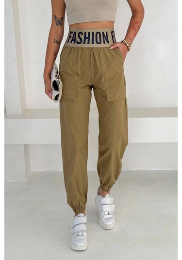 Beli Lastikli Fashion Pantolon Yeşil Yeşil