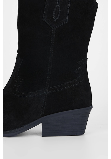 Tamer Tanca Kadın Hakiki Deri Siyah Süet Western Bot 231 2068 Bn Bot Sk23/24 Sıyah Suet