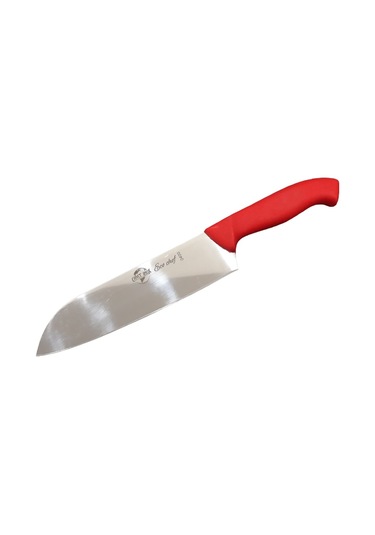 KIRMIZI SAP SANTOKU ŞEF BIÇAĞI 30CM T5 ÇELİK Kırmızı