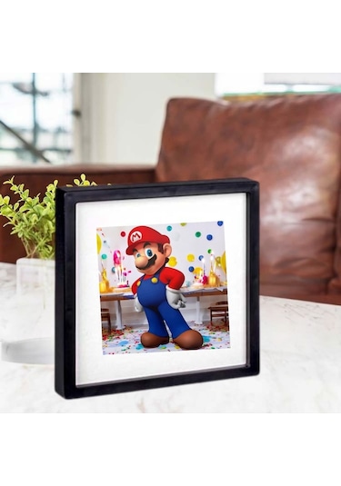 Süper Mario Tasarımlı Üçlü Yapışkanlı Sök Tak Paspartulu Pola Çerçeve 327611
