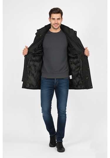 Erkek Spor Kanvas Kapüşonlu Parka 85134 Bgl-st04883 Haki