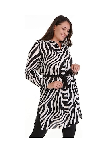 Yırtmaç Detaylı Gömlek Tunik-krem Krem