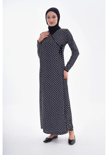 Puantiyeli Yandan Bağlamalı Namaz Elbisesi-21008 Gül Kurusu