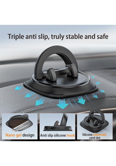 Yifomall Araç İçin 360 Derece Dönebilen, Kaymazsız Abs-silikon Telefon Tutucu - Navigasyon Ve Konuşma İçin Kolay Kurulumlu Siyah Zm-17