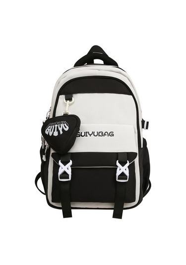 Youxuan Okul Tarzı Rahat Basit Moda Moda Orta Okul Sırt Çantası Siyah