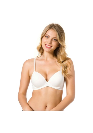 Mikro Kaplı Kulaksız Destekli Silikonlu B Kap Sütyen Ekru 7050 Ekru