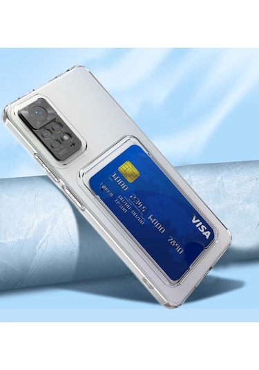 Xiaomi Redmi Note 11S Global Kılıf Kartlıklı Şeffaf Zore Setra Cl Renksiz