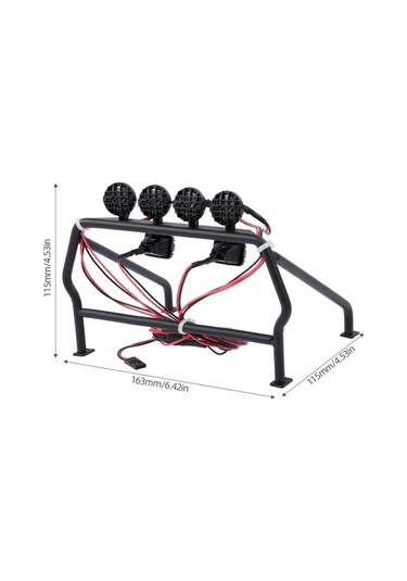 Didadodo 1/10 Axial Scx10 Rc4wd Jeep Metal Roll Cage Kova - 6 Led'li Aydınlatmalı - Dayanıklı Tasarım