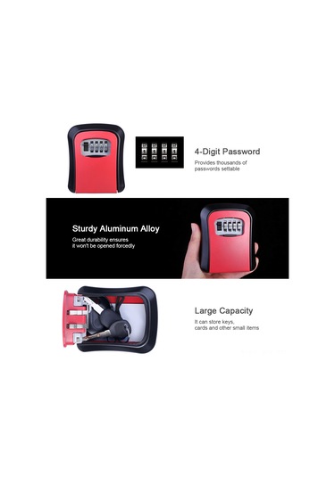 Kangvka Alüminyum 4 Basamaklı Kombinasyonlu Anahtar Saklama Kutusu, Toz Kapaklı, Gözlük/duvar Montajlı, Güvenli Depolama, Siyah, Ks008 Diğer