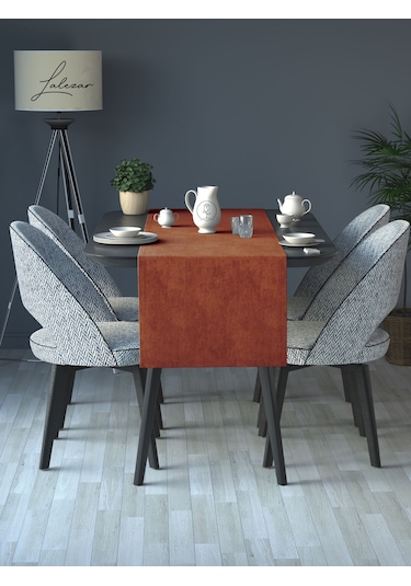 Kadife Efektli Kiremit Rengi Aura Serisi Runner 40 X 140 Kiremit
