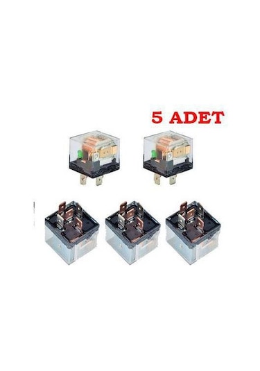 5 Adet Üniversal Röle 40 Amper Şeffaf 5 Uçlu 12V Role N11.2877
