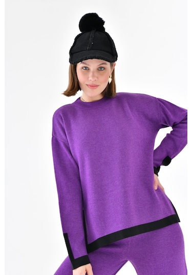 Ftz Women Kadın Çizgi Detaylı İkili Takım Mor 20631-mor Mor