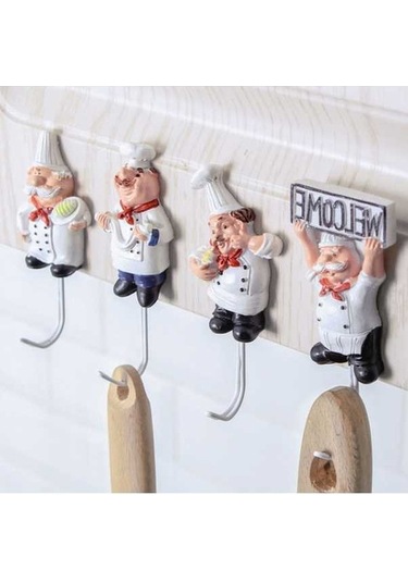 Dancemonkey Şekli Şef Paslanmaz Kancası Duvar Çelik 4'lü Paket Jp Ahşap