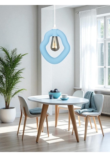 Bohem Beton Görünümlü Modern Minimalist Avize Ayarlı E27 Duy Salon Mutfak Yatak Odası Ofis Kafe Mavi