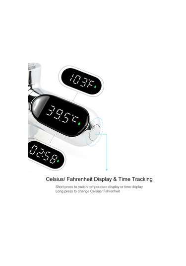 Teltree Bebek Banyo Termometresi Led Ekranlı, 0-100 C Ölçüm, C/ F Geçiş, 360 Dönebilir, Hassas Sıcaklık Kontrolü