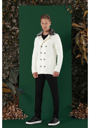 02 Slim Fit Ekru Spor Kaban Ekru