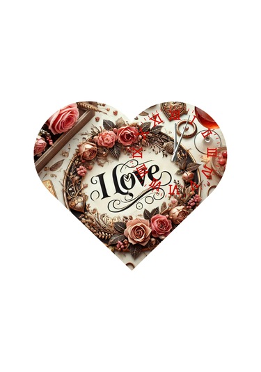 Ti-play Ks42 Kalp Şeklinde 30x30 Cm Hediyelik Duvar Saati ÇOk Renkli