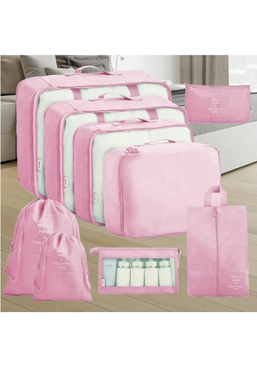 Neevoyu 9 Parça Seyahat Organizer Seti - Çamaşır, Giyim, Ayakkabı Ve Kosmetik İçin Bölümlü Depolama Çantaları - Nylon Malzeme, Su Geçirmez, Çift Zip Diğer