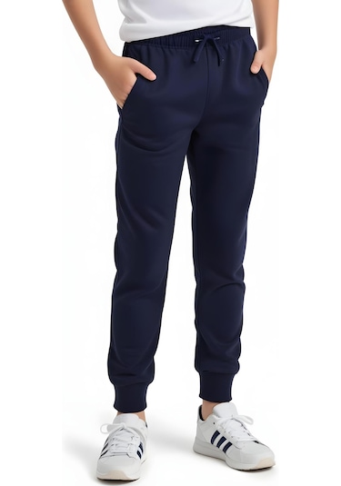 Düz Jogger Baskısız Çift Cepli Erkek Çocuk Eşofman Altı Lacivert