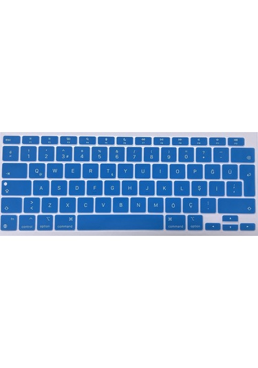 Arabulalaca MacBook Uyumlu Air 13 İnç 2020 A2337 M1 Işlemcili Türkçe Q Silikon Klavye Koruyucu Mavi