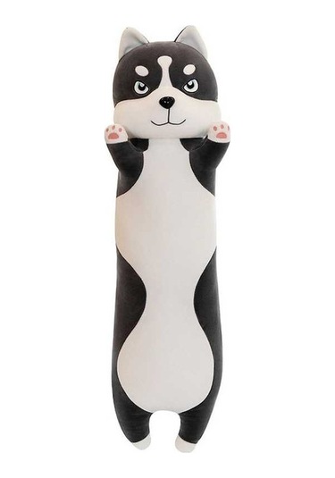 Novahub Sevimli Köpek Şekilli Pamuk Yastık - Siyah/beyaz, 70/90/110cm, Dekoratif Ve Rahat Uyku Arkadaşı Siyah - Beyaz