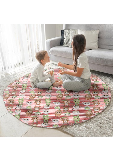 Noel Desenli 47 İnç Yuvarlak Flanel Battaniye, Yetişkin Ve Çocuk İçin, Yumuşak, Rahat Ve Hafif Noel Karakter Çizgili