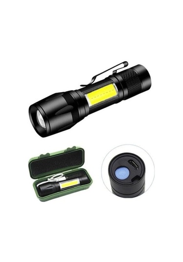 Yifomall Alüminyum El Feneri 513: Yan Işık, Kalem Klasması, Yakın-uzak Odak, Direk Şarj Ve Veri Kablosu İle Kutulu Paket Siyah