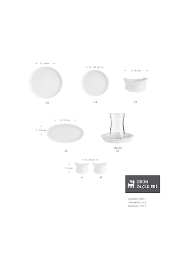 Karaca Forever Bone Bovi 28 Parça 6 Kişilik Kahvaltı Takımı Beyaz