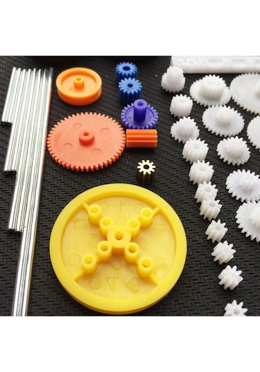 78 Parça Plastik Dişli Seti Tekerlek Çark Mil Lastik Kremayer Rc Oyuncak Robot Araba Motor Aksesuar