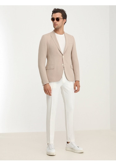 Kip Bej Düz Slim Fit Ceket 001