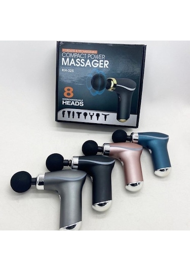 8 Değiştirilebilir Başlıklı Kompakt Güçlü Masaj, Derin Doku Kas Rahatlaması Için Kablosuz Ve Şarj Edilebilir Masaj Cihazı Kh-325 Oyn8xa Çok Renkli