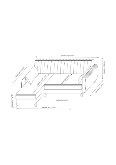 Minarmobilya Alkon Sandıklı Bazalı L Köşe Koltuk Ve Berjer - Açık Gri