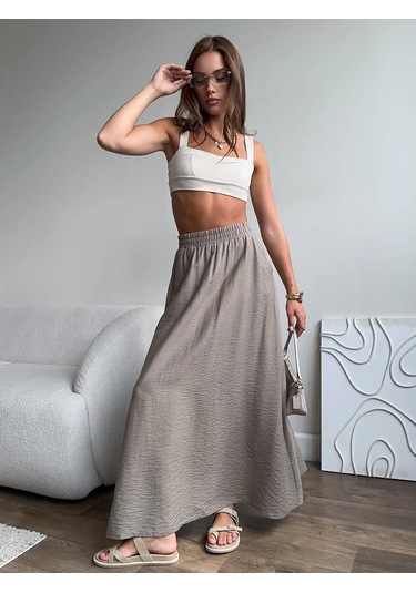 Shatılova M.v. Lastikli Uzun Yazlık Etek 404420548 Bej