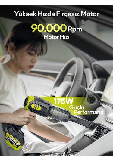 7go 7GAB-03 20.000PA Güçlü Emiş 25.000mAH Kablosuz Araç İçi Süpürge