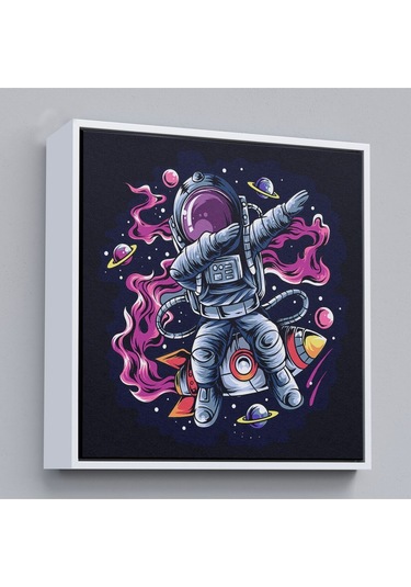 Çerçeveli Dans Eden Astronot Kanvas Tablo-5069