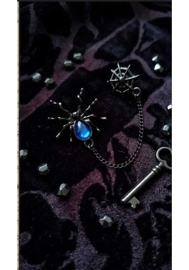 Dükkan Design Lowe And Deep Spice Mavi Taşlı Piercingli Küpe Antrasit