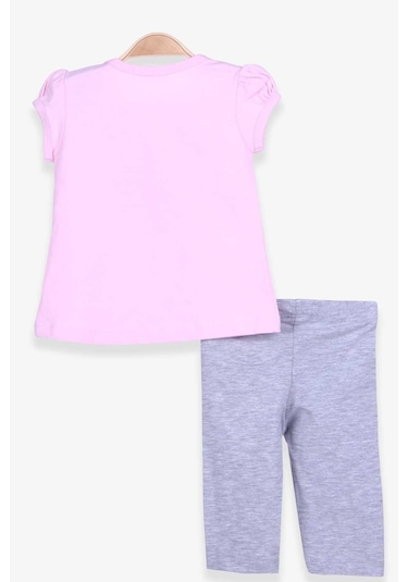 Breeze Kız Çocuk Kapri Tayt Takım Fiyonklu Ponponlu 1-4 Yaş, Pudra