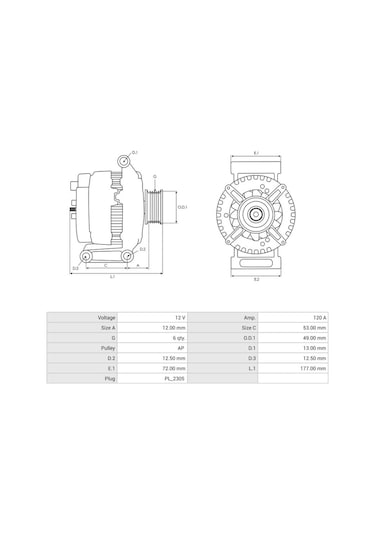 Valeo 12v Alternatör Dinamo 120 A Tek Fiş Lın Ford Fıesta/focus 2008-2014