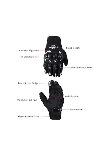 BSDDP Binici Kaymaz Anti-Damla Motosiklet Sürme Eldiveni XL