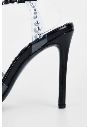 Tamer Tanca Kadın Hakiki Deri Siyah Topuklu Ayakkabı 654 115 Bn Ayk Sk23/24 Sıyah/gumus