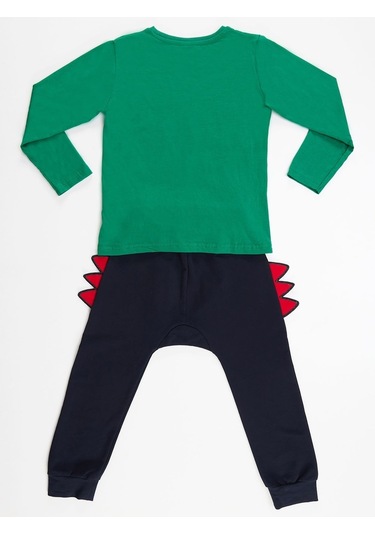 Denokids Gözlüklü Dino Erkek Çocuk Pantolon Takım Çok Renkli