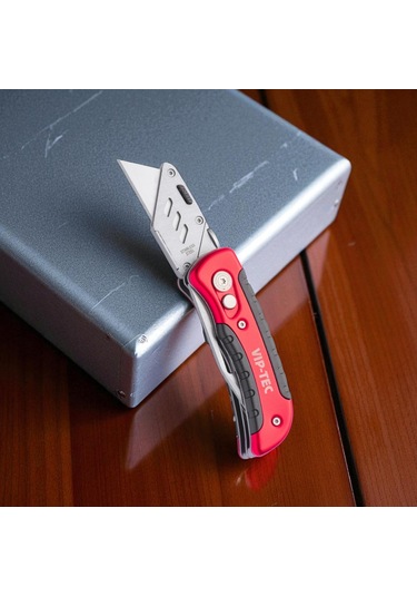 Vip-tec Vt875159 Çift Fonksiyonlu Metal Katlanır Bıçak Kırmızı